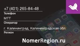 Кто звонил с 4012658448 - регион и оператор